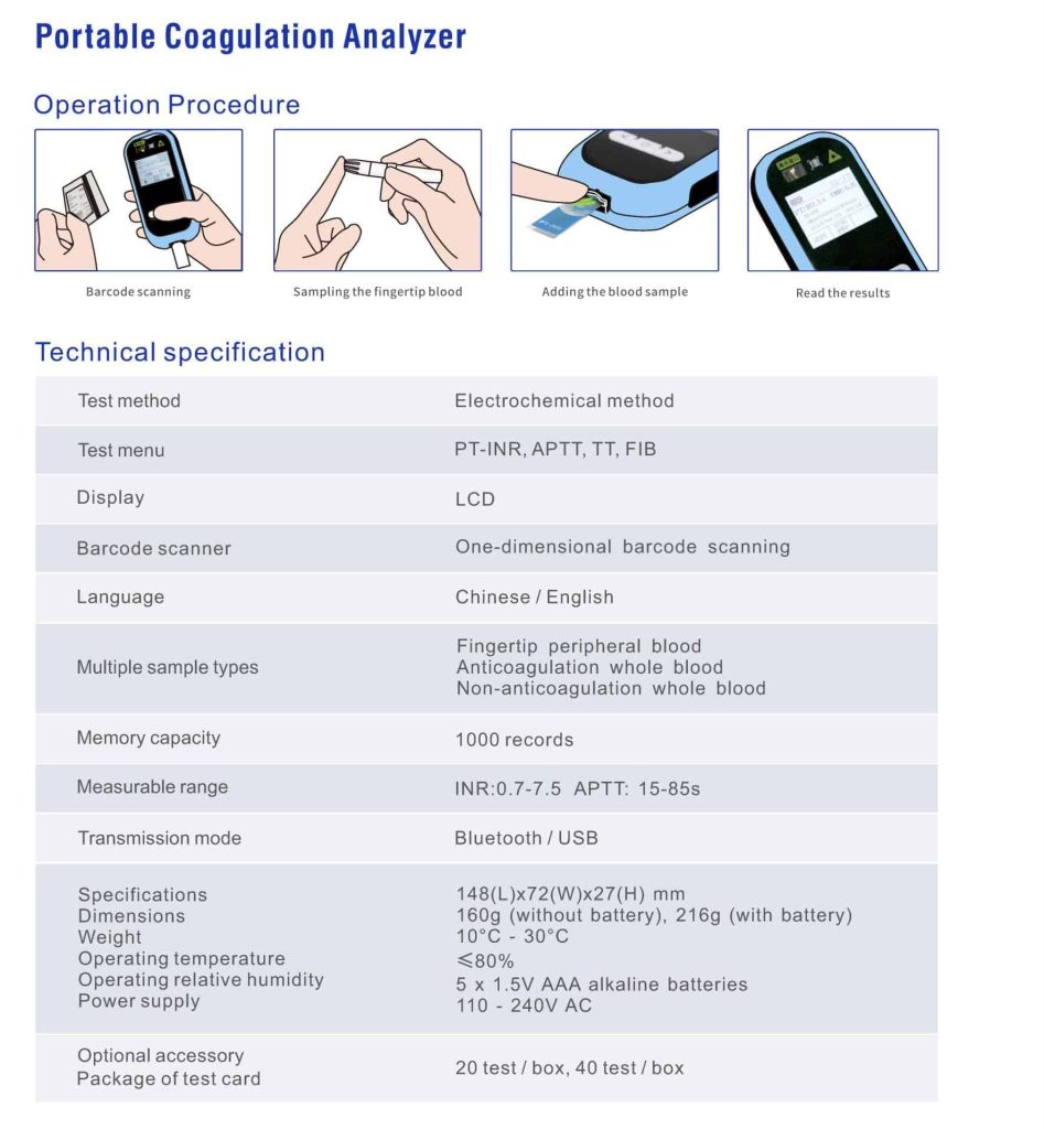 Handheld Coagulation Analyzer PT/INR Testing-MS-PT-10 - SoyMed
